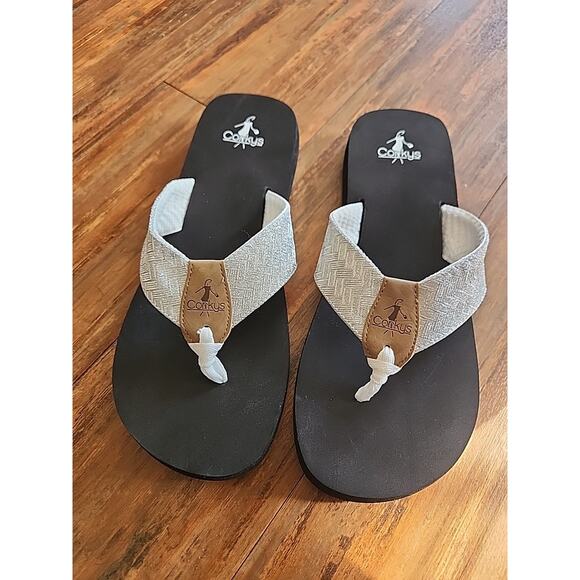 Silver And Black Womens Size 11 Corkys Flip Flops - Picture 3 of 3